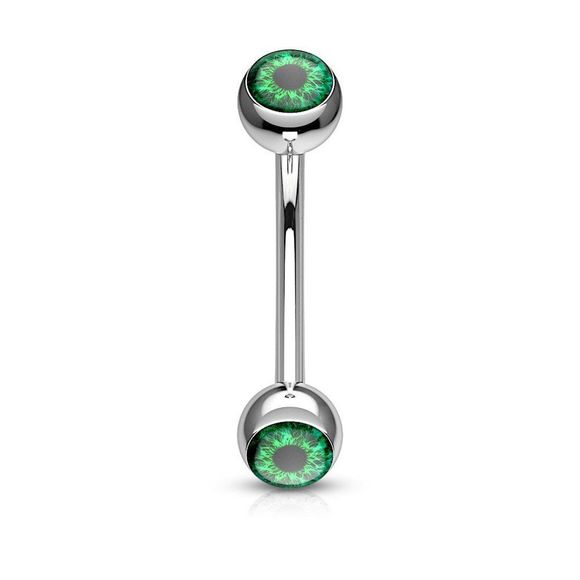 Eyeball Inlaid 316L Surgical Steel Curved Barbells for Eyebrow and More - Picture 6 of 8